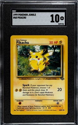 1999 Pokemon Jungle Unlimited 60/64 Pikachu Chubby SGC 10