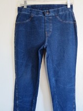 HUE CLASSIC STRETCH DENIM LEGGINGS WITH SIDE ZIPPER 18064, MEDIUM, BLUE, NWOT