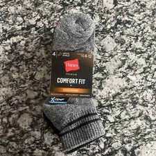 HANES Men Ankle Socks  Heal Shield Cushion Breathable X-Temp 4 Pair 