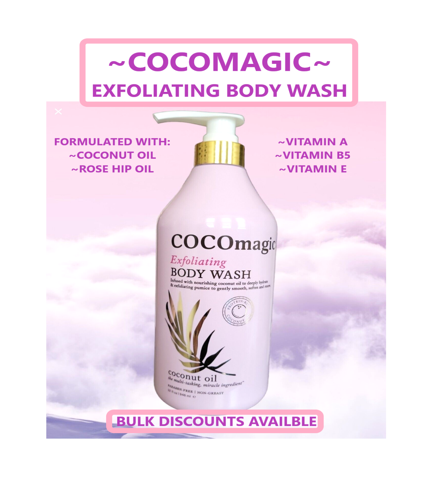 💥(TAKE 2 FOR 36.72) 32oz Each Exfoliating Body Wash with