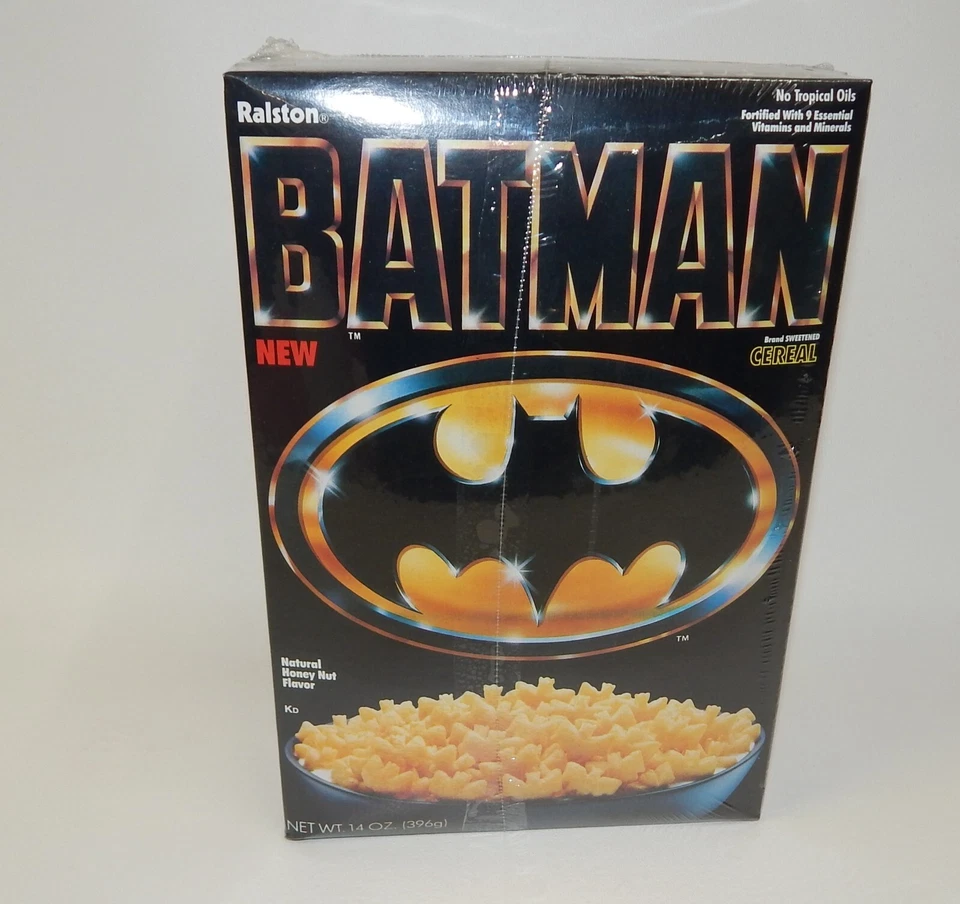 Cereal Batman Ralston 1989 juguete vintage nuevo en stock con banco - sellado de fábrica Foto 3 de 4