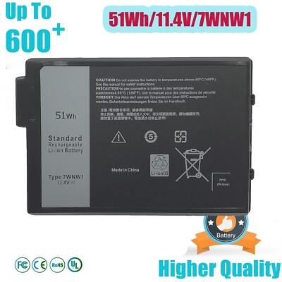 7WNW1 Battery For Dell Latitude 5424 5420 7424 Rugged Tablet  Notebook 51Wh US
