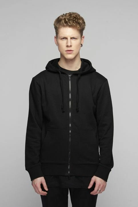 Long Clothing Plain Black Zip Up Hoodie Unisex 3 Sizes Boy London Mishka HBA