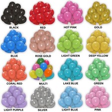 10-100 Plain Baloons Birthday Wedding Party Helium Latex Balloon Ribbon Decor UK
