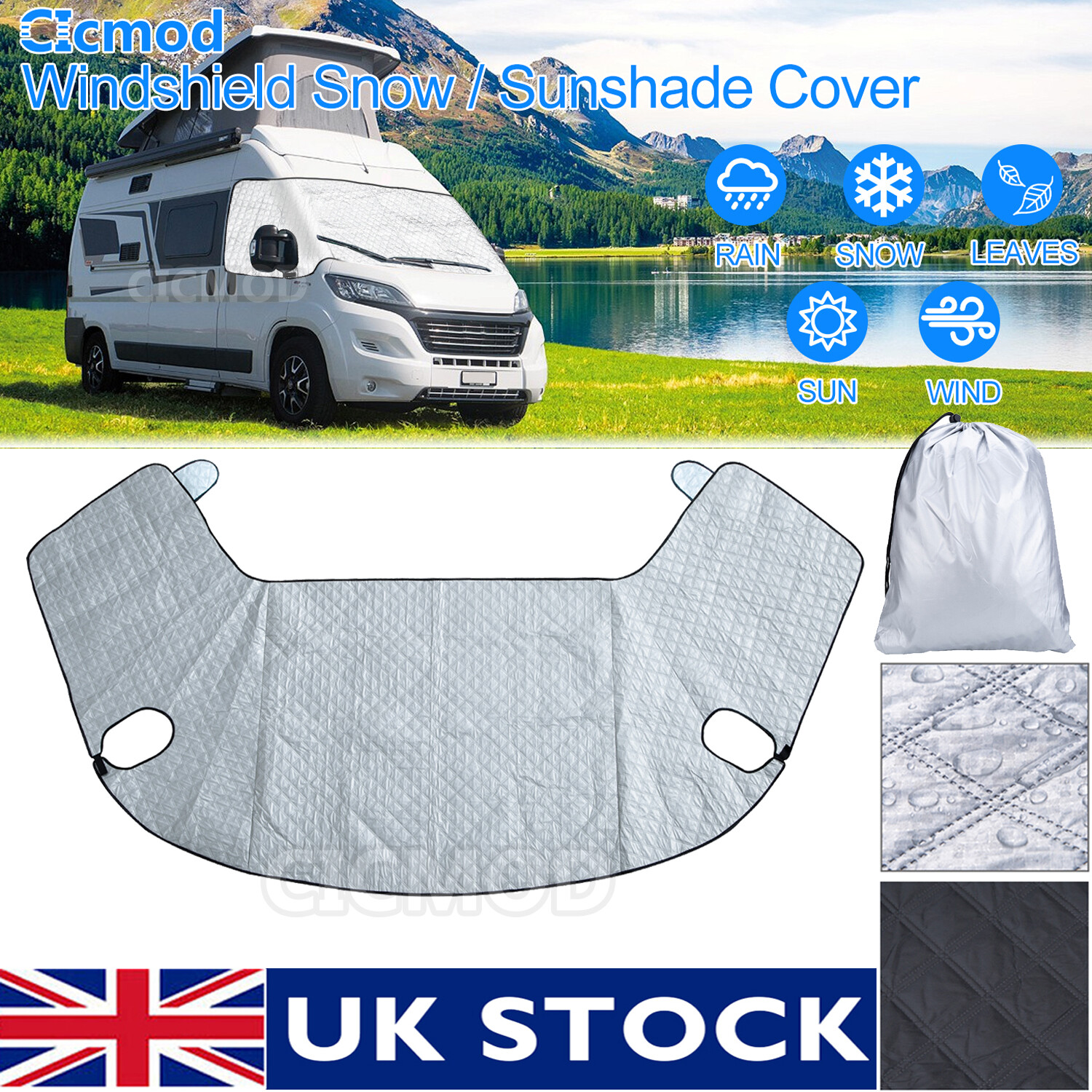 Motorhome Thermal Windscreen Screen Cover Wrap Black Out Blinds For Fiat Ducato
