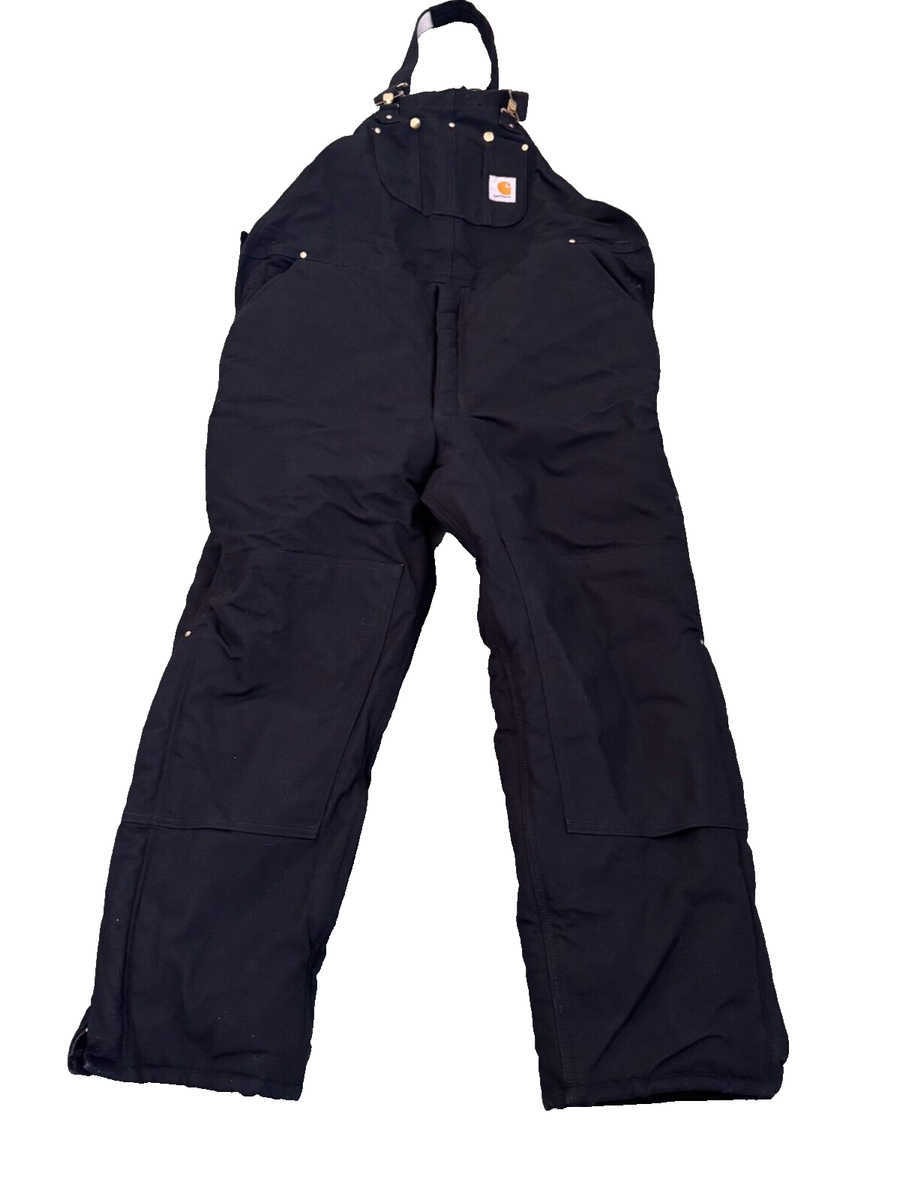 Carhartt Bib Overalls Men's R03 Black 44 X 32 Arctic Quilt Insulated Warm  USA