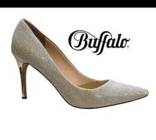 by BUFFALO Size 6.5 Comfortable Silver metallic Stilettos High Heel Bridal Shoes