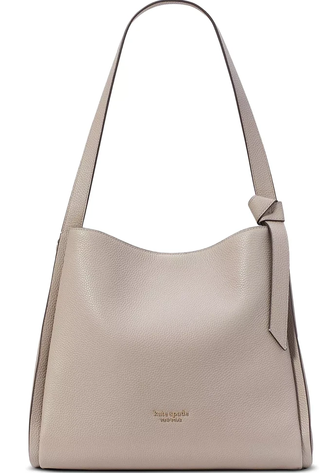 Kate Spade Knott Pebbled Leather Large Shoulder Bag WARM TAUPE.