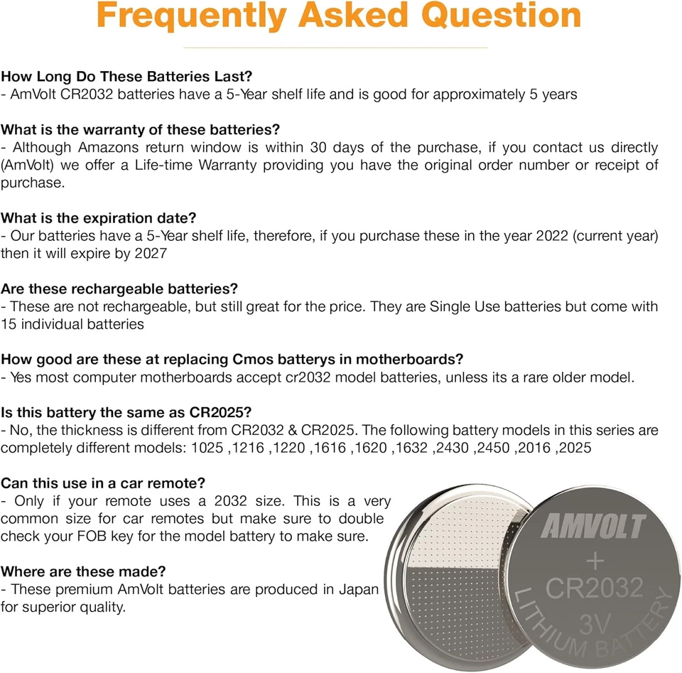 15 Pack CR2032 Batteries - [Extended Life] Airtag Battery 220Mah 3 Volt Lithium  - Image 2 of 4