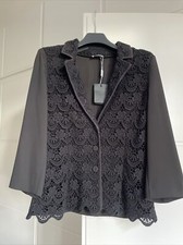 Philosophy Di Alberta Ferretti Bnwt Black Lace Trim Jacket-size 10