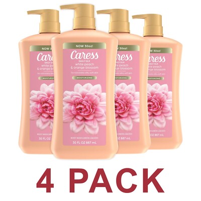 Caress Daily Silk Moisturizing Body Wash Peach Orange 30 oz - 4 PACK