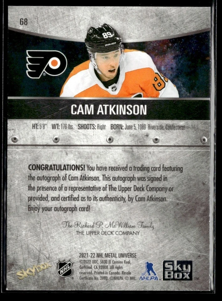2021-22 Skybox Metal Universe AutoSilver Cam Atkinson Auto #68 H2R3B - Image 2 of 2