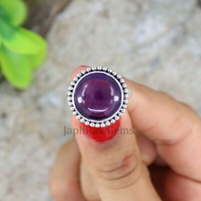 Natural Amethyst 925 Sterling Silver Boho Statement Handmade Ring Jewelry