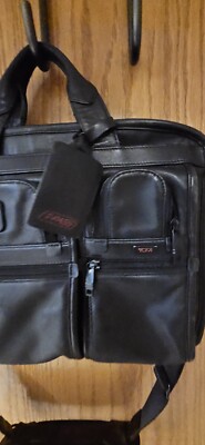 Tumi Alpha 96516DH T-Pass Black E Leather Briefcase Laptop Bag | eBay