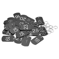 Numbered Tag, Aluminum Key Tags ID Tags, 1-25 Number with Ring Black, 25pcs