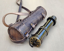 Antique Style Brass Telescope with Leather Case - Vintage Nautical D cor