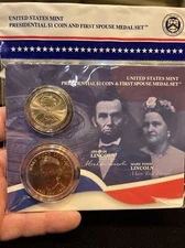 U.S. Mint Presidential $1 Coin and Spouse Medal Set: Abraham & Mary Todd Lincoln