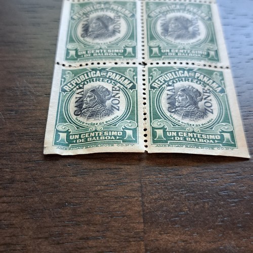 Vintage Canal Zone Stamps Scott #38b Booklet Pane of 6 Green In Sleeve - Picture 4 of 7
