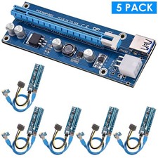 5 Pack 1X to 16X PCI-E PCI Express Risers GPU Mining Powered Riser Adapter Car