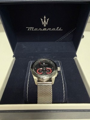 Maserati Traguardo 45mm CHR Black Dial Stainless Steel Mesh