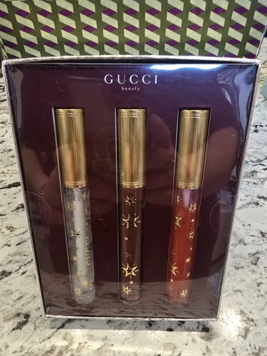 GUCCI Beauty Plumping Lip Gloss Set 3pc Joslyn Clair 117 Brown 118 Fuchsia 41