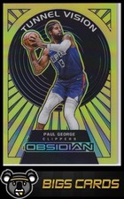 2021-22 Panini Obsidian #18 Paul George Tunnel Vision Electric Etch Yellow Flood