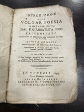 Bisso Introduction to Volgar Poetry Venice 1794 Arcadia Rhetorica Rare