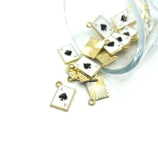 Ace of Spades Enamel Playing Card Charms, 14.5x11mm - US Seller