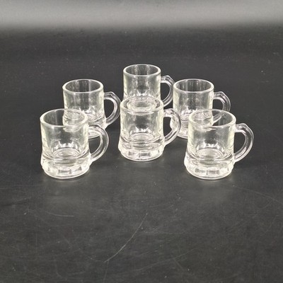 Lot Of 6 Vintage 2in Beveled Mug Shot Glasses