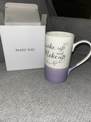 Mary Kay 2018 Seminar  Wake Up And Make Up  Purple/White Ceramic Coffee Mug  