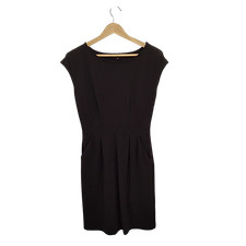 Quince Ultra-Stretch Ponte Cap Sleeve Dress Black Basic Sleeved M