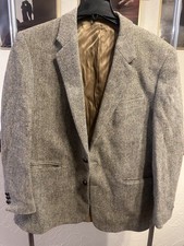 Vintage Harris Tweed Jacket Men s 44 Brown 100 Wool Tweed Blazer Outer Hebrides