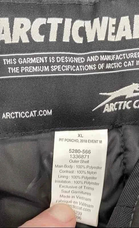 Arctic Cat Mens Black Long Sleeve Full-Zip Pit Poncho Jacket Size XL - Image 4 of 4