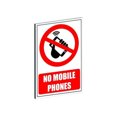 KEINE HANDYS WARNUNG SICHERHEIT AUFKLEBER SCHILD GEBUNDEN 3MM SCHILD