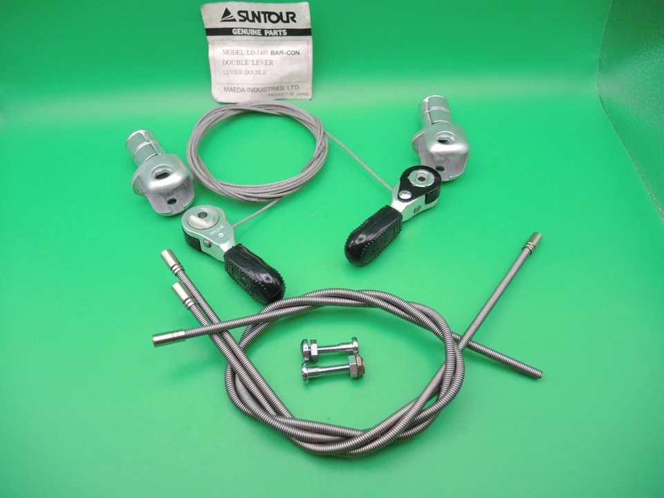 SUNTOUR BAR CON BAR END RATCHET SHIFTERS LD-1400 1980s NEW OLD STOCK WITH CABLES - Image 3 of 4
