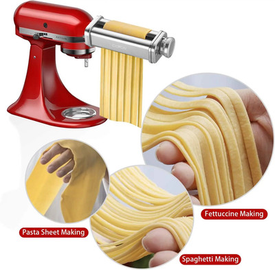 H Nudelaufsatz kompatibel mit KitchenAid Edelstahl Roller Schneider Pasta Maker