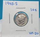 1945-S MERCURY DIME 90% Silver / Very Fine Circulated (B)