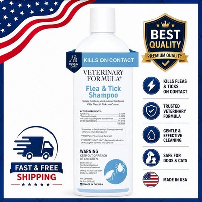 Veterinary Formula Flea and Tick Shampoo for Dogs and Cats, 16 oz