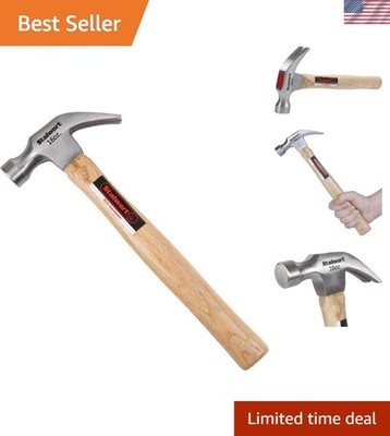 16-Ounce Claw Hammer with Drop-Forged Steel & Anti-Vibration Wood Handle