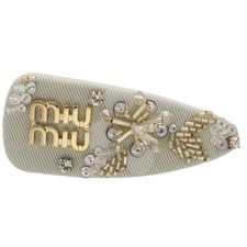 MIU MIU Hairpin Hair Clip Beads MIUMIU Logo C...