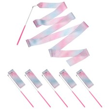 Dance Ribbons 6Pcs 78.7 Inch Gymnastics Streamers for Gifts Dancing Bling Pink