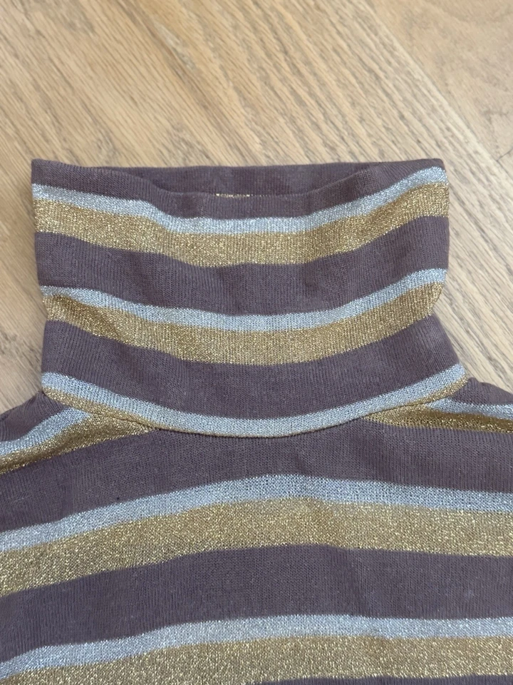 J.O.A. Suéter Cuello Alto Rayas Marrón Claro Plata Dorado Talla S Nunca Usado Sin Etiqueta Foto 2 de 4