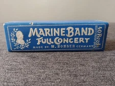 Vintage M. Hohner Marine Band Full Concert Harmonica C 10-hole In Original Box 