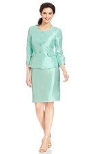 Le Suit Petites The Hamptons Mint Skirt Suit Size 12P NEW