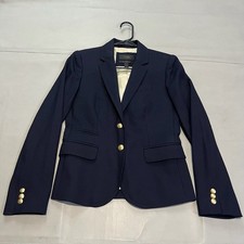 J Crew Navy Schoolboy Blazer Gold Button Women Pure 100 Academia Wool-0-4209