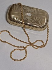 vtg walborg metal purse handbag gold tone rhinestones jeweled handbag chain