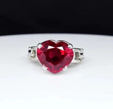 10 Ct Natural Blood Red Ruby Heart Certified Ring 925 Sterling Silver All Sizes