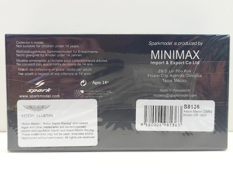 Coche modelo Spark 1/43 Aston Martin DBR4 1959 GP de Gran Bretaña C. Shelby Foto 4 de 4