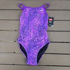 TYR Durafast Lite Women's Atolla Purple Diamondfit 1 Piece Swim Sz 30 New