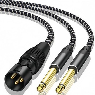 XLR Male to Dual 1/4 Inch Y Splitter Cable Dual 6.35mm to XLR Mic Audio Adapter